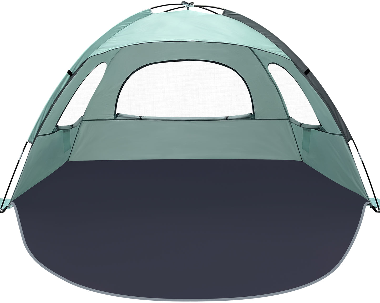 NXONE Beach Tent Sun Shade Shelter for 3/4/6 Person Person with UV Protection, Extended Floor, 3 Mesh Roll Up Windows & 8.0/8.5mm Fiberglass Rods丨Carry Bag Included