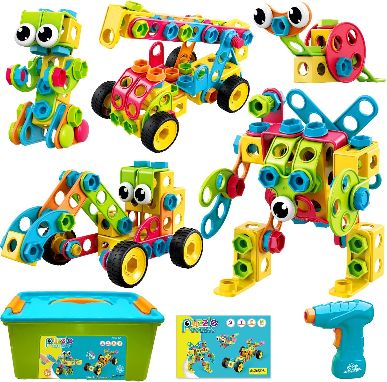 NXONE 195 PCS Educational STEM Toys for Boys and Girls Ages 3 4 5 6 7